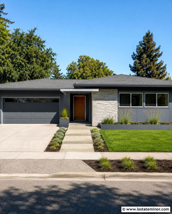 Slate Grey House With Aluminum Window Frames - 30 Slate Grey House Design With Window Frames Ideas