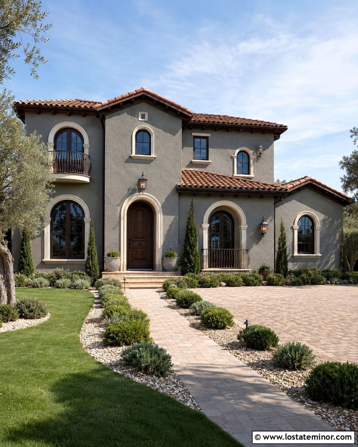 Slate Grey House With Arched Window Frames - 30 Slate Grey House Design With Window Frames Ideas