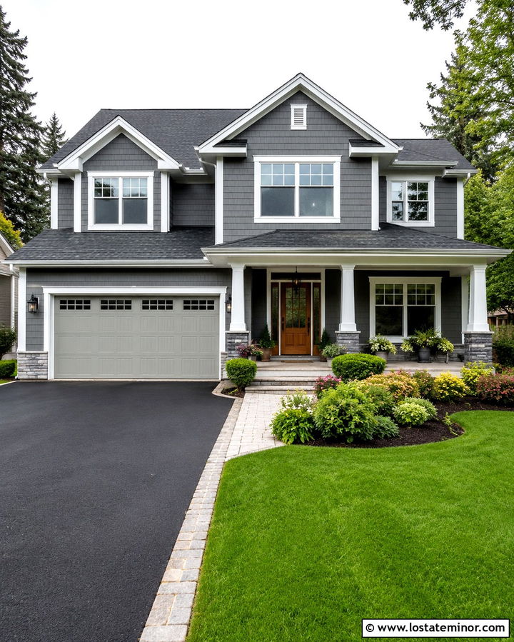 Slate Grey House With Asphalt Driveway - 30 Slate Grey House Design With Driveway Ideas