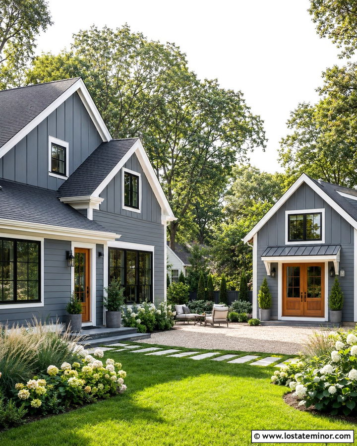 Slate Grey House With Backyard Guest Cottage - 30 Slate Grey House Design With Backyard Ideas