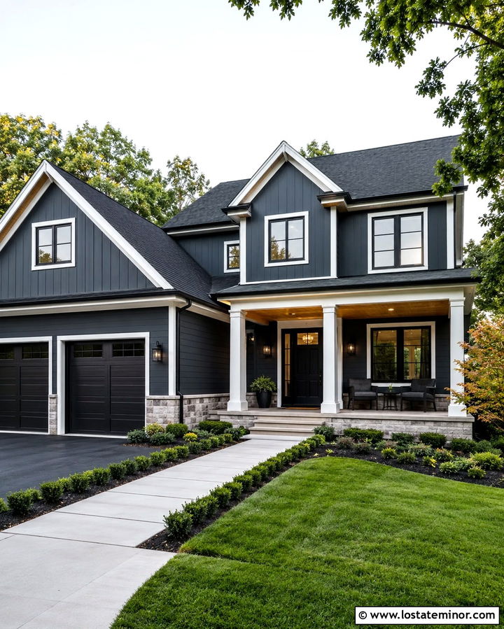 Slate Grey House With Black Front Door - 30 Slate Grey House Design With Entry Door Ideas
