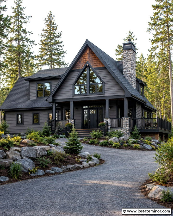 Slate Grey House With Black Gable Roof - 30 Slate Grey House Design With Roof Ideas