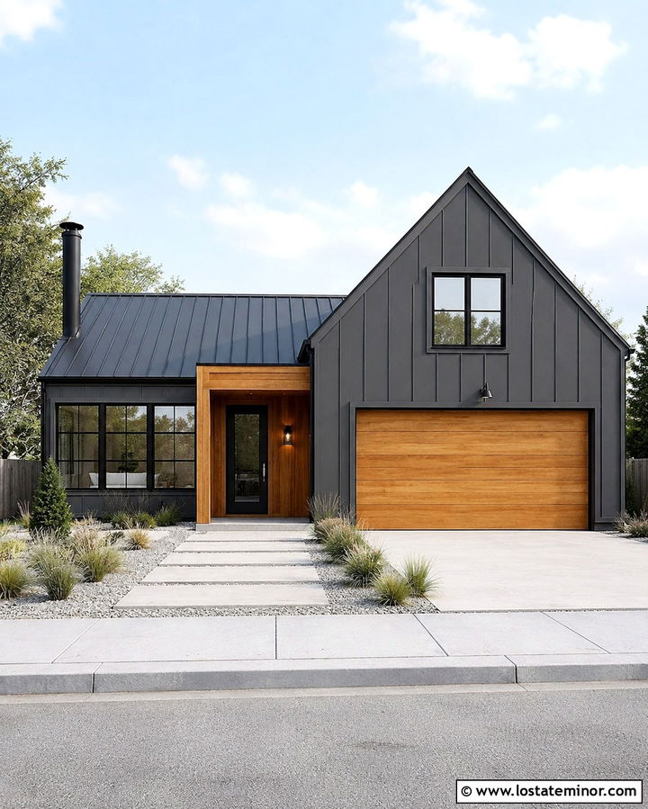 Slate Grey House With Black Metal Chimney - 30 Slate Grey House Design With Chimney Ideas