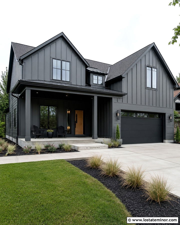 Slate Grey House With Black Porch Ceiling - 30 Slate Grey House Design With Porch Ceiling Ideas
