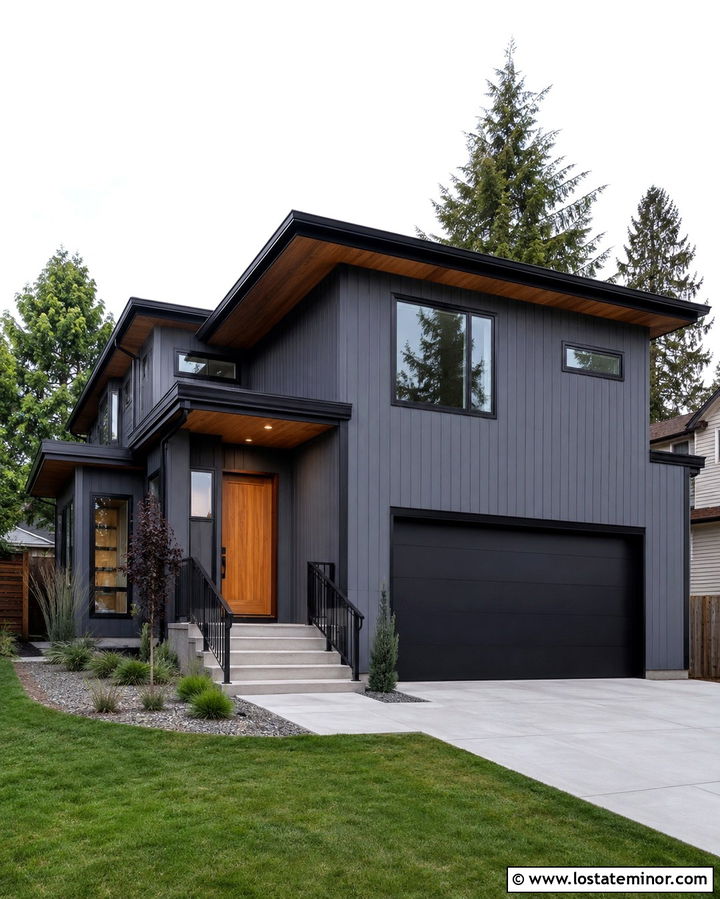 Slate Grey House With Black Trim - 30 Slate Grey House Design With Trim Ideas