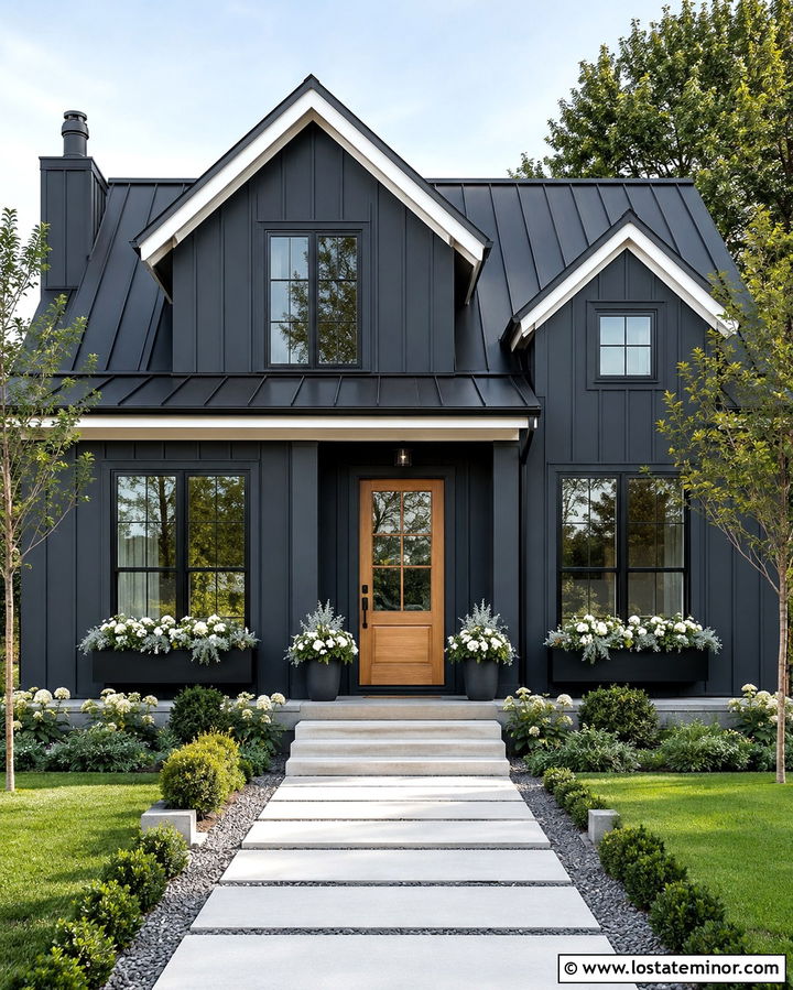 Slate Grey House With Black Window Boxes - 30 Slate Grey House Design With Window Boxes Ideas