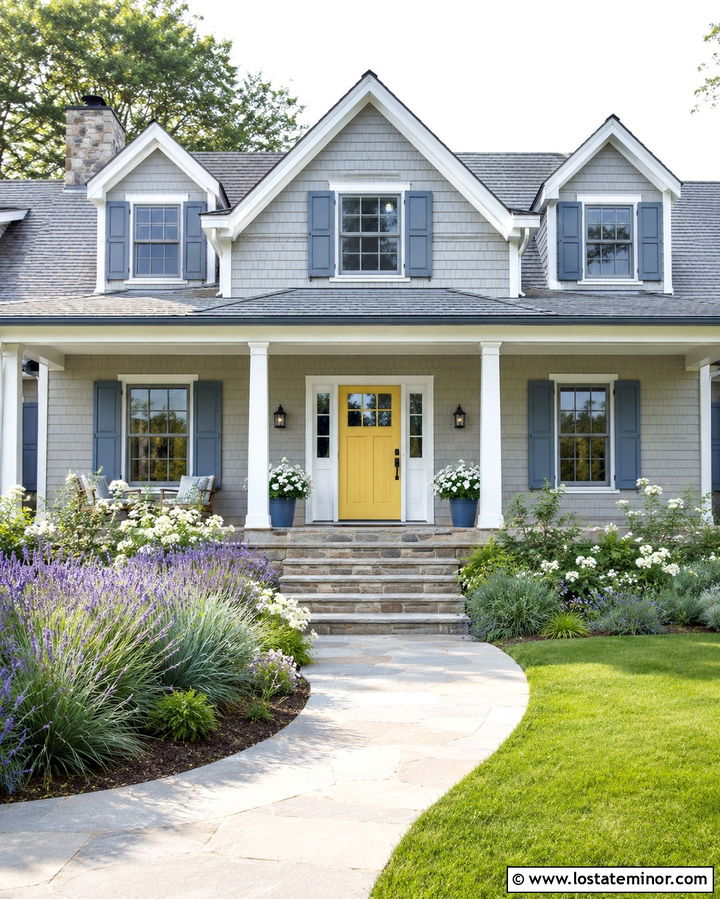Slate Grey House With Blue Window Frames - 30 Slate Grey House Design With Window Frames Ideas