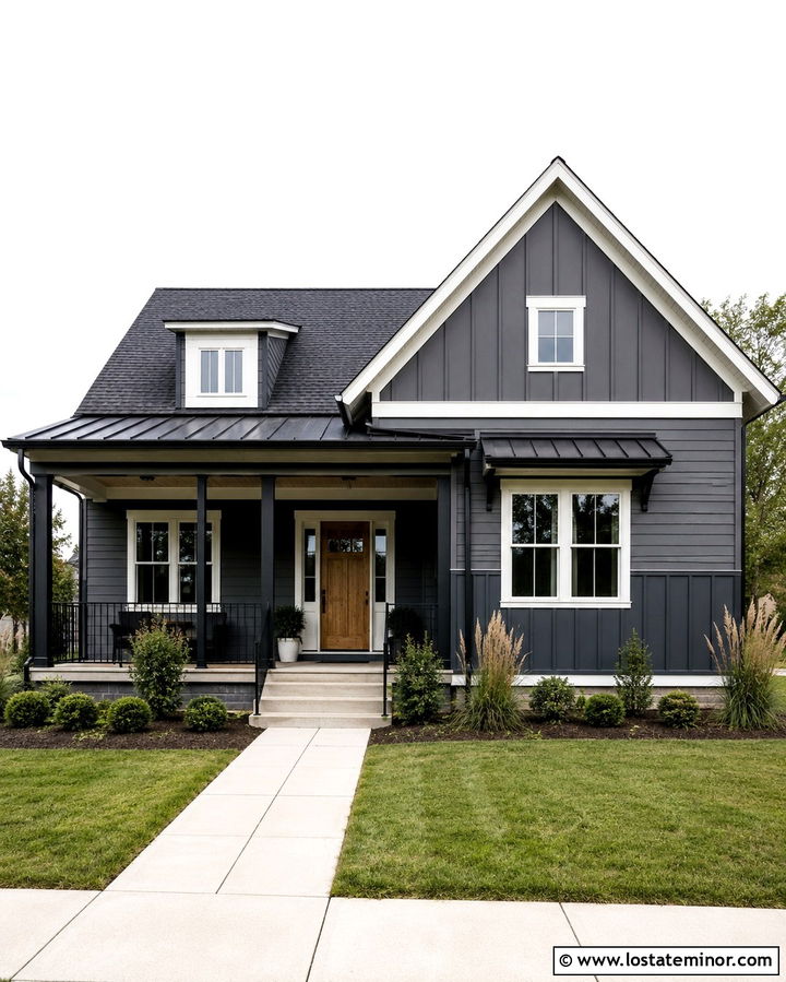 Slate Grey House With Board And Batten Wainscoting - 30 Slate Grey House Design With Wainscoting Ideas