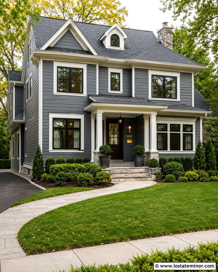 Slate Grey House With Brass Mailbox - 30 Slate Grey House Design With Mailbox Ideas