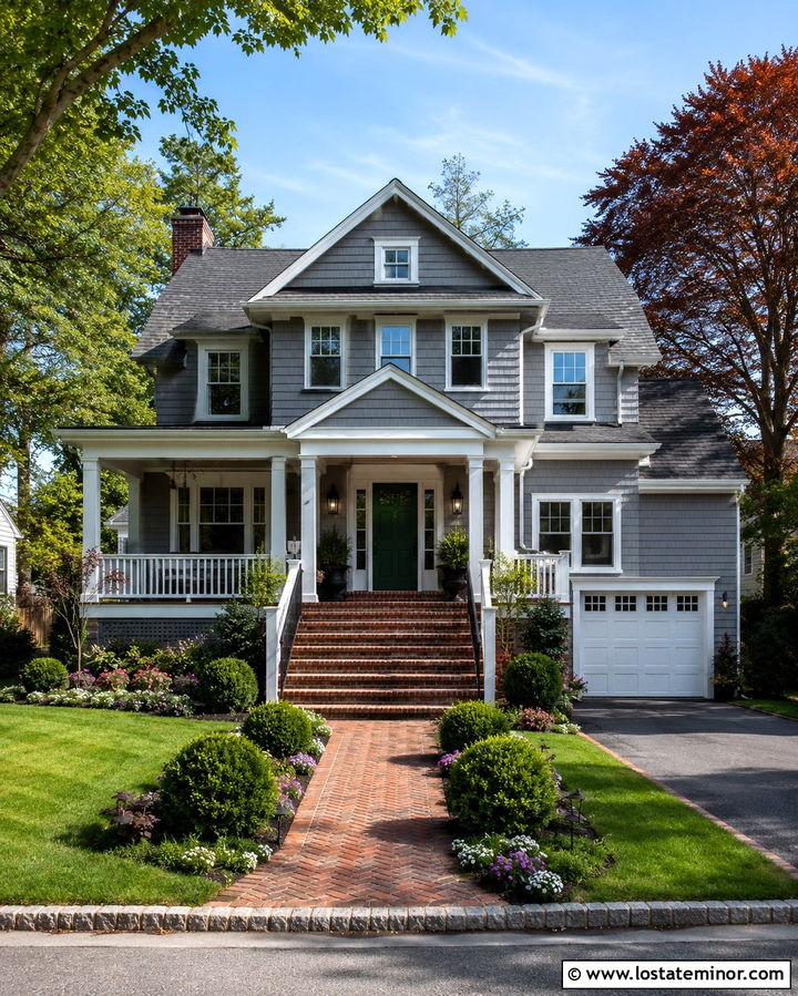 Slate Grey House With Brick Front Steps - 30 Slate Grey House Design With Brick Accents Ideas