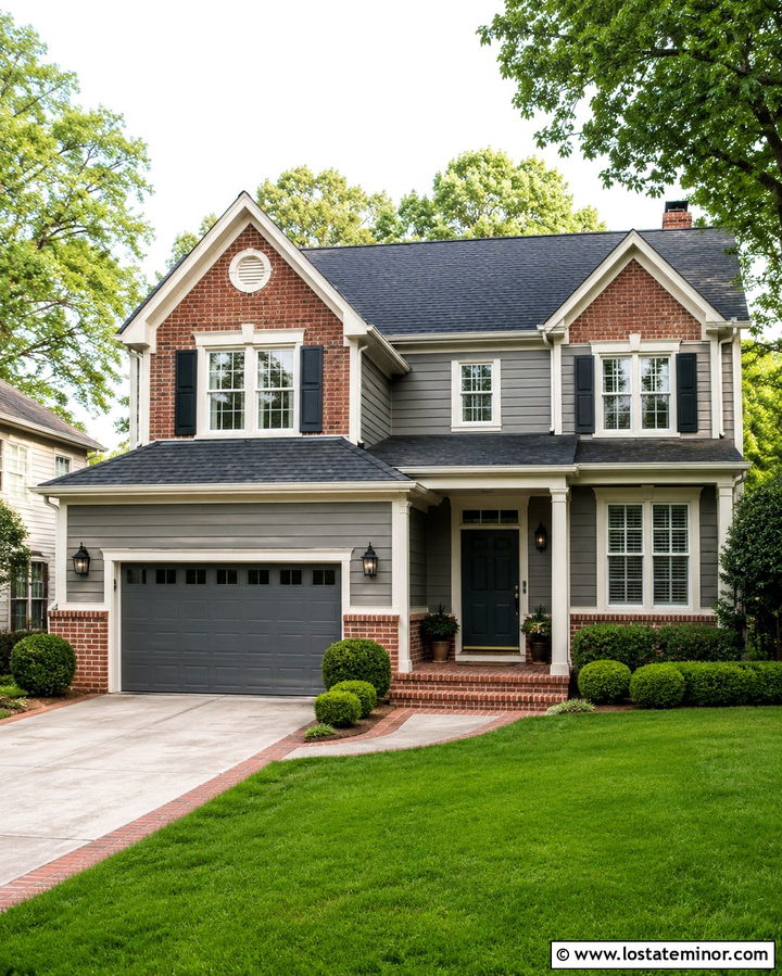Slate Grey House With Brick Gables - 30 Slate Grey House Design With Gables Ideas