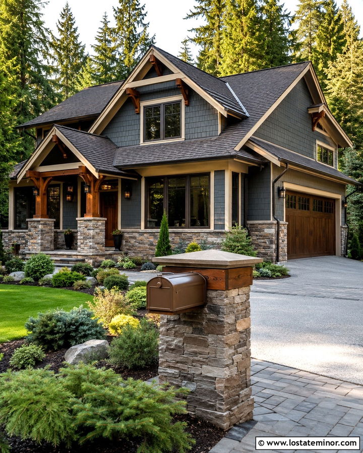 Slate Grey House With Bronze Mailbox - 30 Slate Grey House Design With Mailbox Ideas