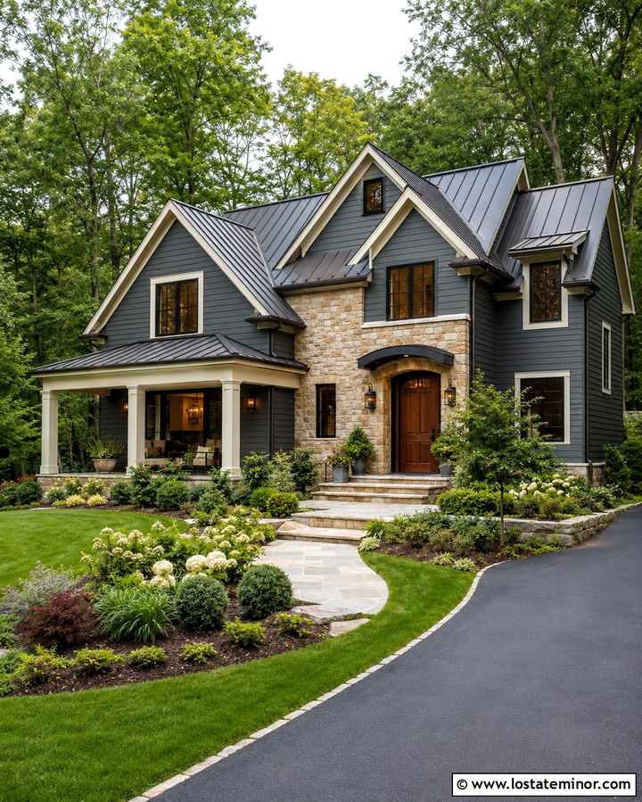 Slate Grey House With Bronze Metal Roof - 30 Slate Grey House Design With Roof Ideas