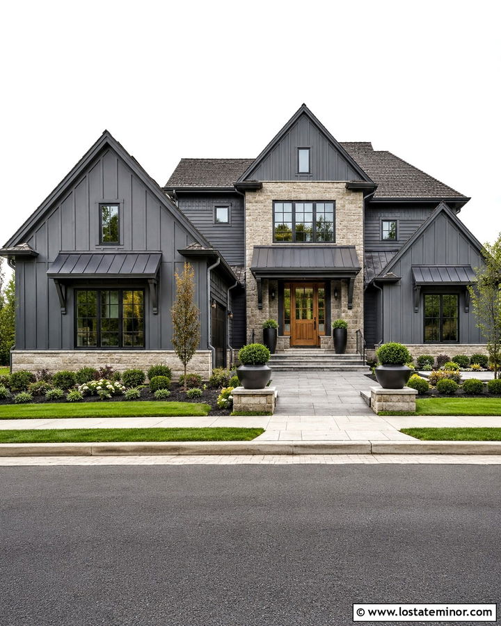 Slate Grey House With Bronze Trim - 30 Slate Grey House Design With Accents Ideas