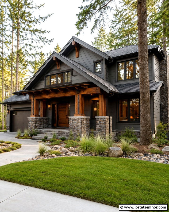 Slate Grey House With Bronze Window Frames - 30 Slate Grey House Design With Window Frames Ideas