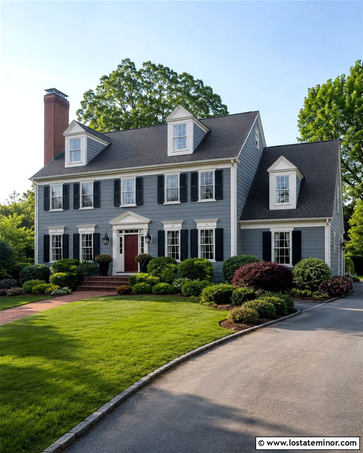 Slate Grey House With Burgundy Front Door - 30 Slate Grey House Design With Dormers Ideas