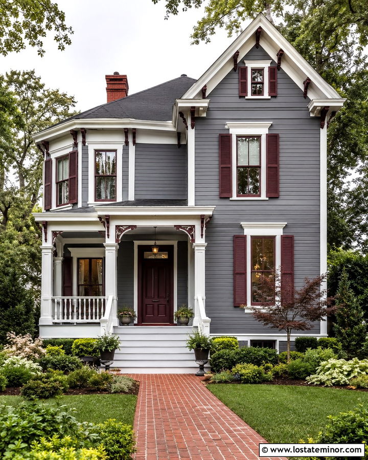 Slate Grey House With Burgundy Trim - 30 Slate Grey House Design With Trim Ideas