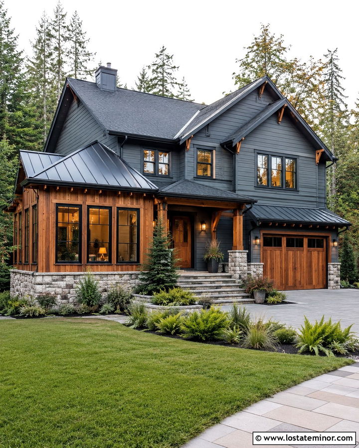 Slate Grey House With Cedar Sunroom - 30 Slate Grey House Design With Sunroom Ideas