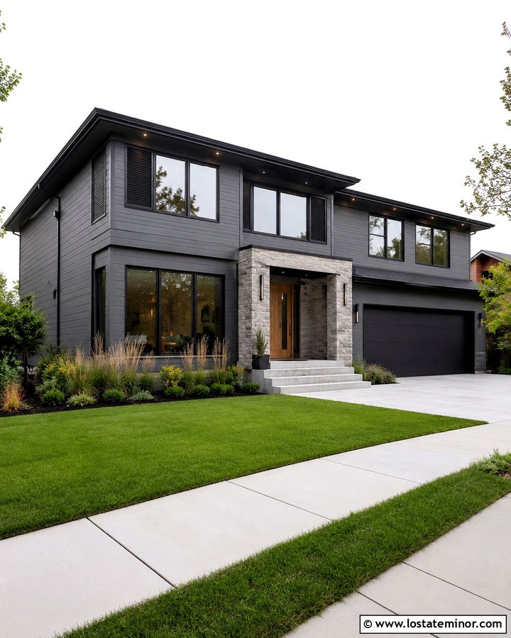 Slate Grey House With Charcoal Accents - 30 Slate Grey House Design With Accents Ideas