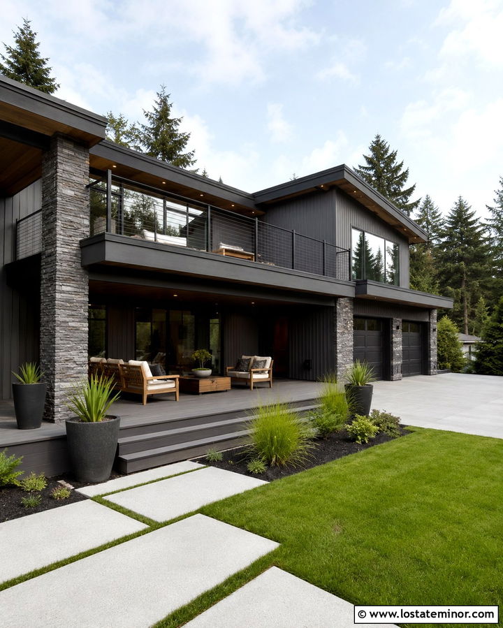 Slate Grey House With Charcoal Deck - 30 Slate Grey House Design With Deck Ideas
