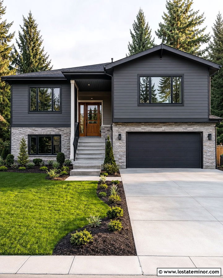 Slate Grey House With Charcoal Porch Ceiling - 30 Slate Grey House Design With Porch Ceiling Ideas