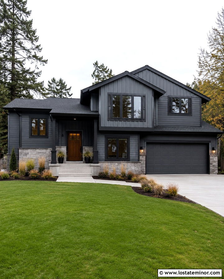 Slate Grey House With Charcoal Trim - 30 Slate Grey House Design With Trim Ideas
