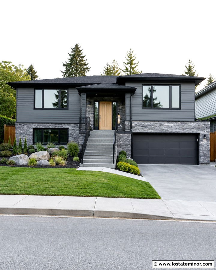 Slate Grey House With Charcoal Window Frames - 30 Slate Grey House Design With Window Frames Ideas