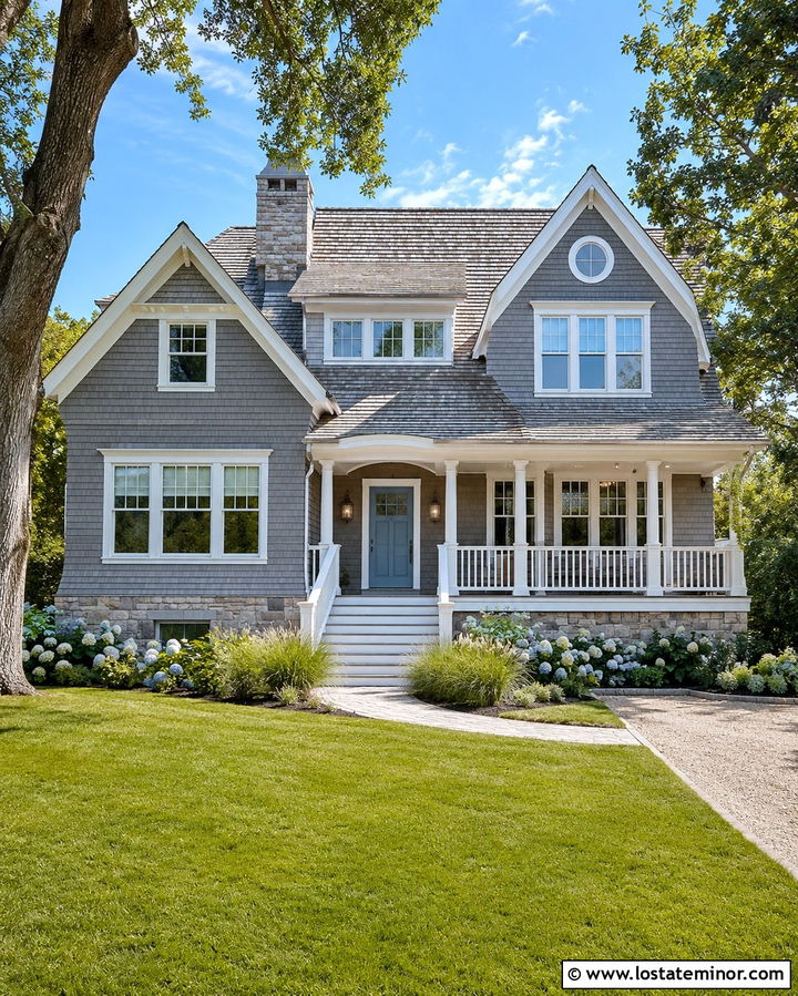 Slate Grey House With Coastal Nickel Lights - 30 Slate Grey House Design With Light Fixtures Ideas