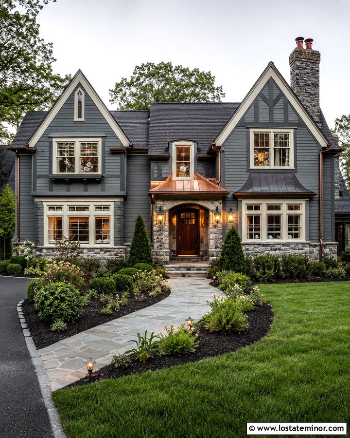 Slate Grey House With Copper Accents - 30 Slate Grey House Design With Accents Ideas