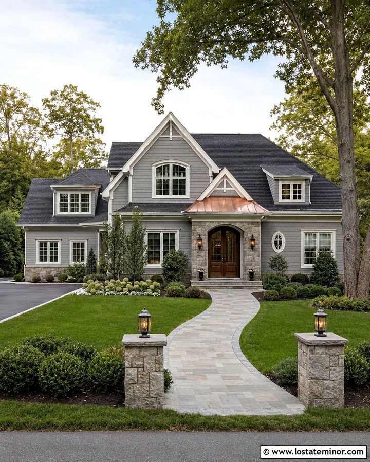 Slate Grey House With Copper Gable Roof - 30 Slate Grey House Design With Gables Ideas