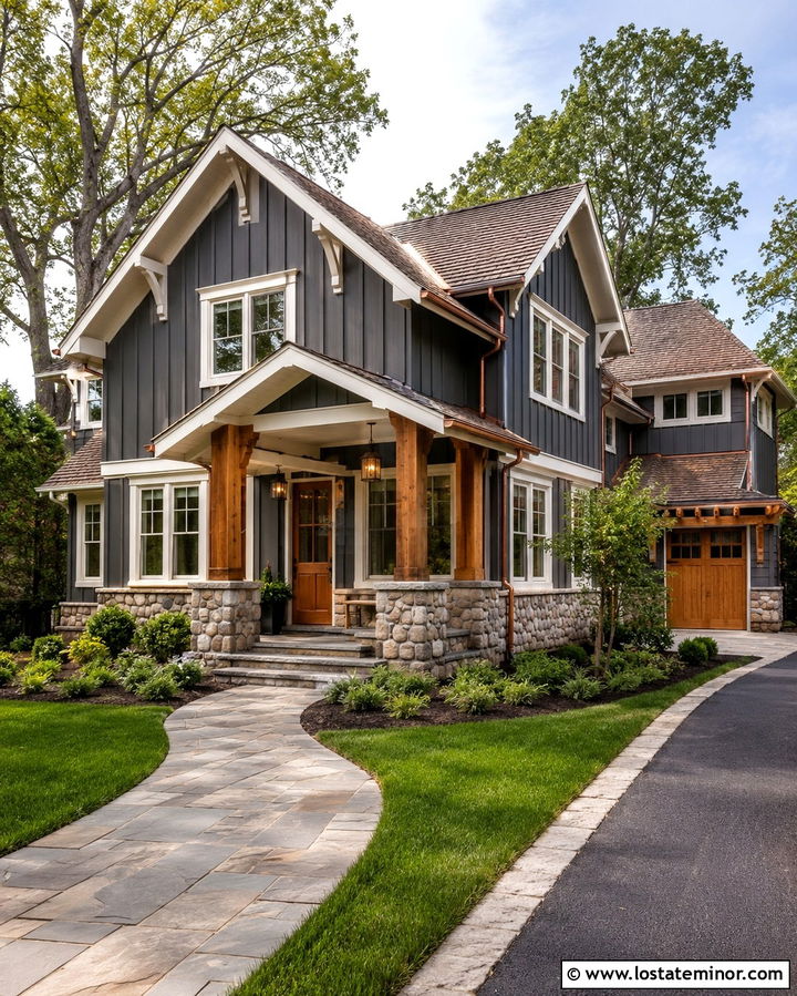 Slate Grey House With Copper Lights - 30 Slate Grey House Design With Lighting Ideas