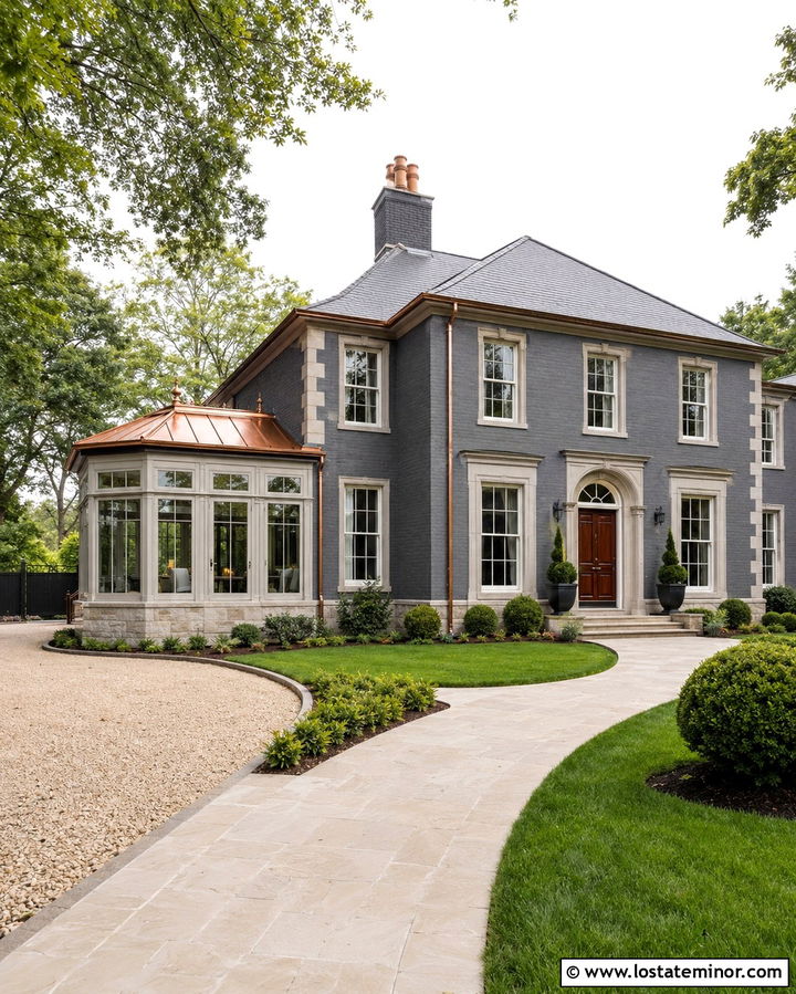 Slate Grey House With Copper Roof Sunroom - 30 Slate Grey House Design With Sunroom Ideas