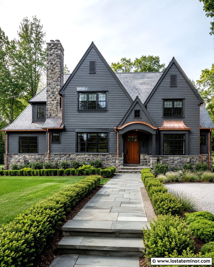 Slate Grey House With Copper Trim - 30 Slate Grey House Design With Trim Ideas