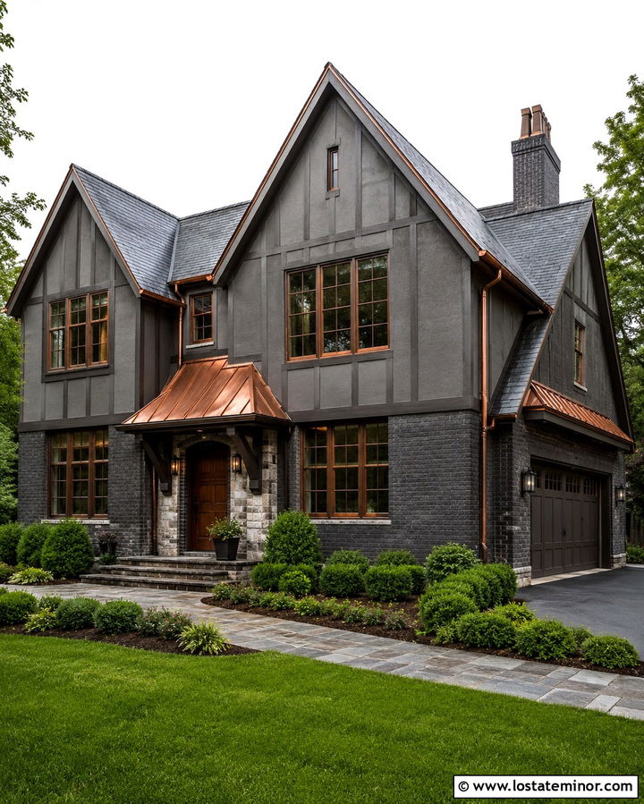Slate Grey House With Copper Window Frames - 30 Slate Grey House Design With Window Frames Ideas