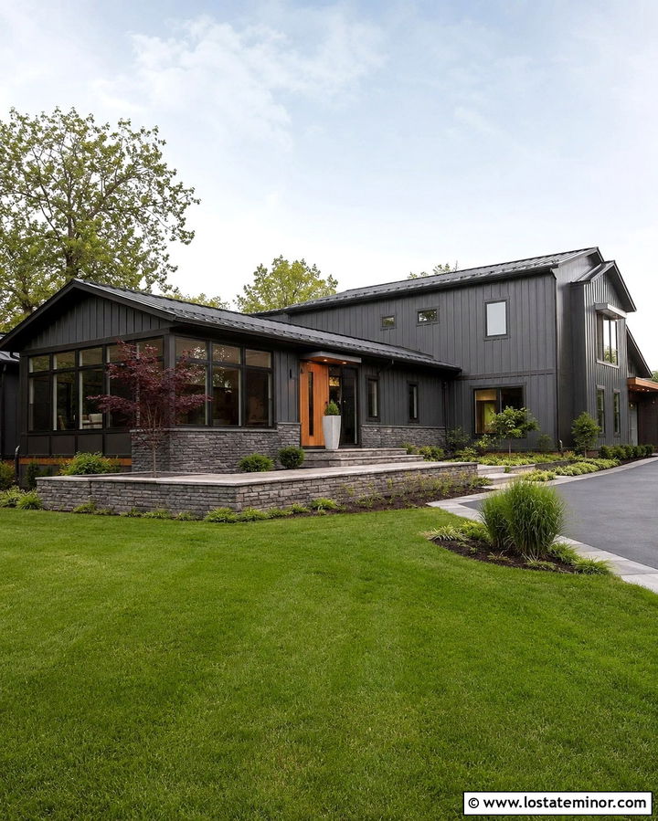 Slate Grey House With Corner Sunroom - 30 Slate Grey House Design With Sunroom Ideas