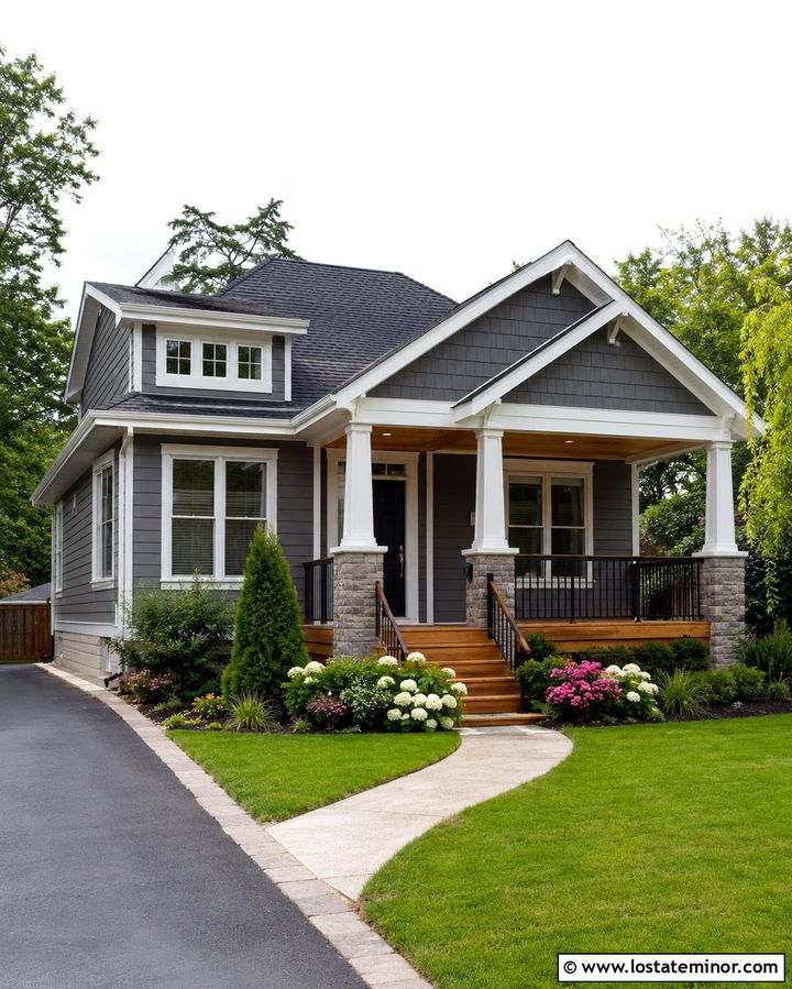 Slate Grey House With Covered Deck - 30 Slate Grey House Design With Deck Ideas