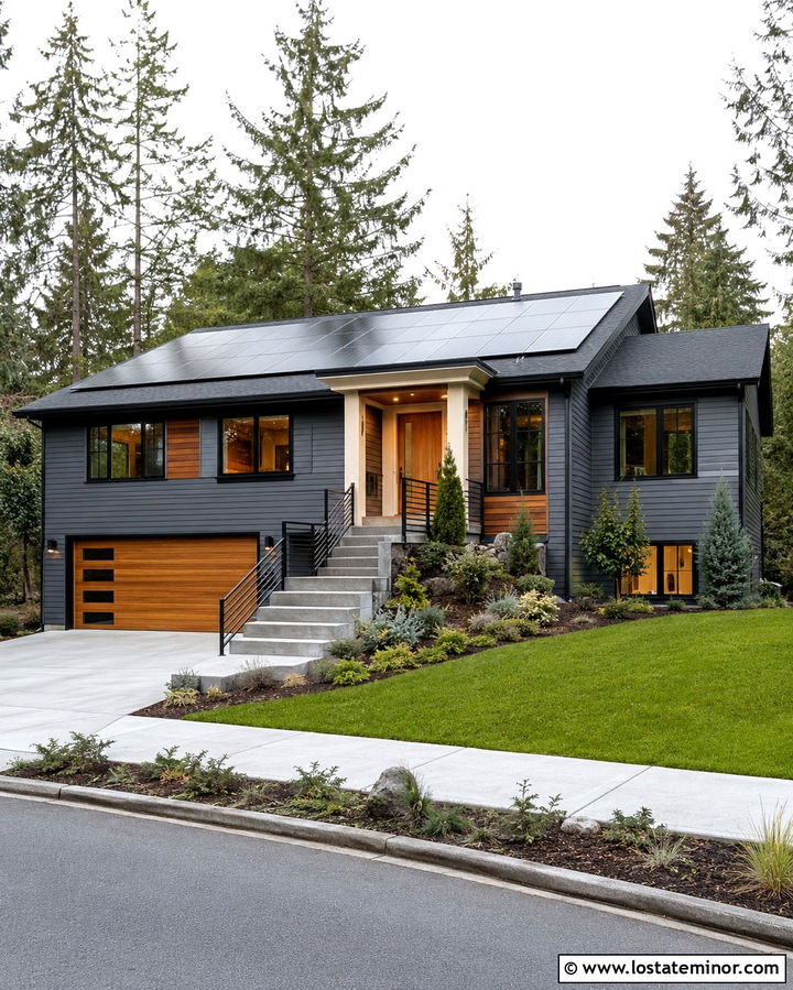 Slate Grey House With Dark Roof And Solar Panels - 30 Slate Grey House Design With Roof Ideas