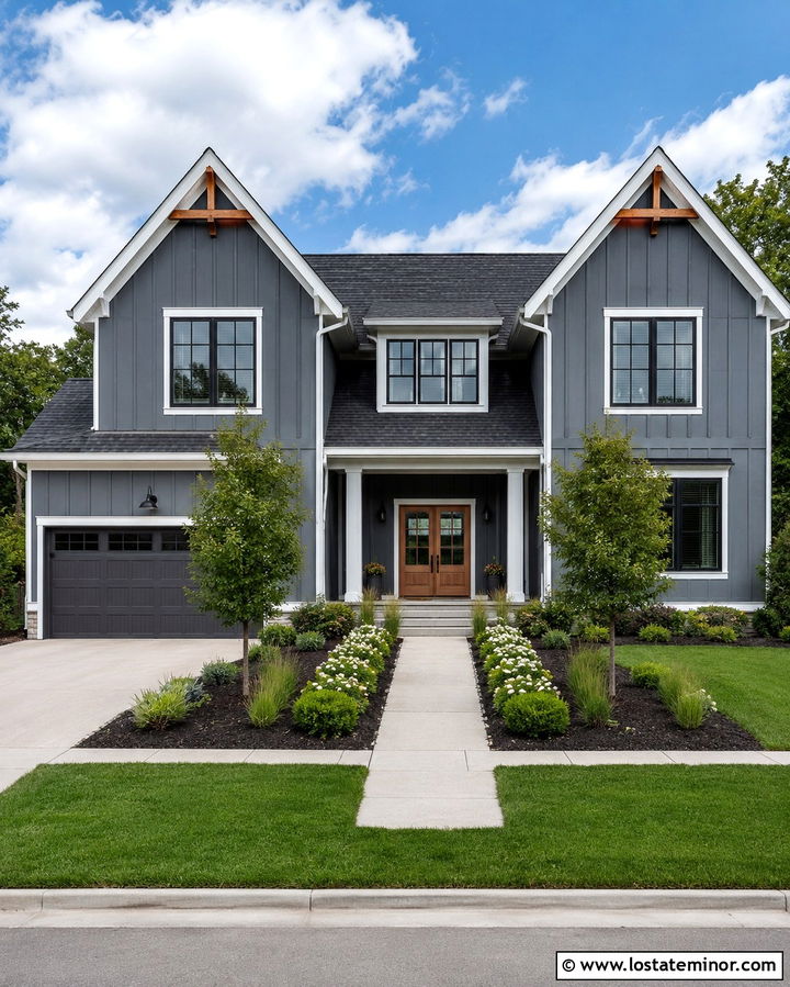 Slate Grey House With Double Front Gables - 30 Slate Grey House Design With Gables Ideas