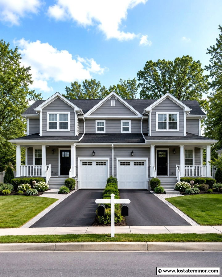 Slate Grey House With Double Mailbox Post - 30 Slate Grey House Design With Mailbox Ideas