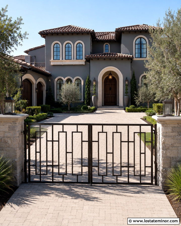 Slate Grey House With Driveway Gate - 30 Slate Grey House Design With Driveway Ideas