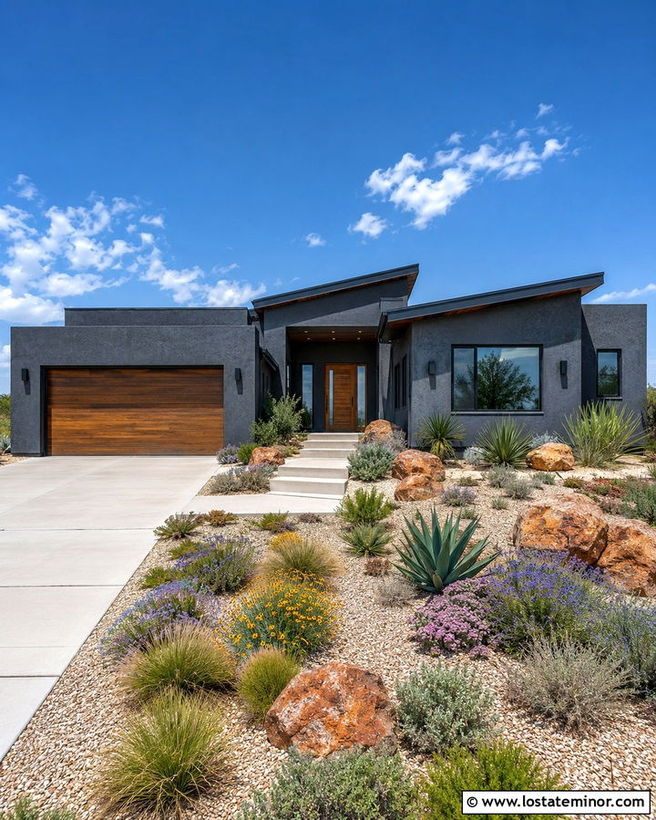 Slate Grey House With Drought Tolerant Landscaping - 30 Slate Grey House Design With Landscaping Ideas