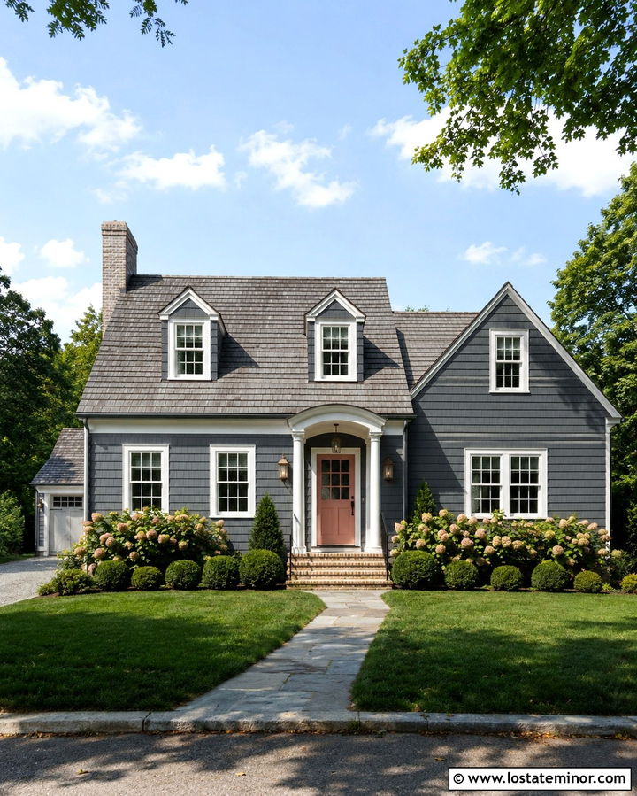 Slate Grey House With Dusty Rose Door - 30 Slate Grey House Design With Accents Ideas