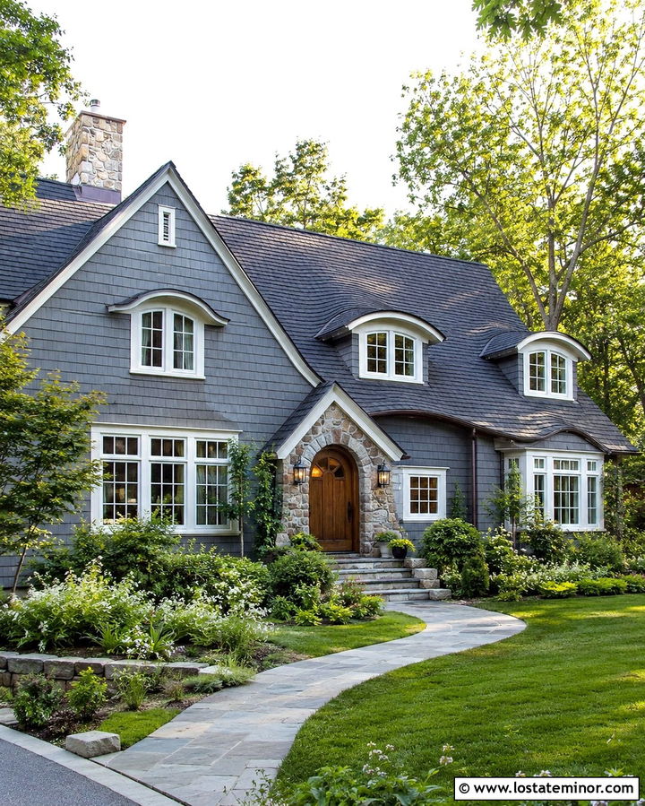 Slate Grey House With Eyebrow Dormers - 30 Slate Grey House Design With Dormers Ideas