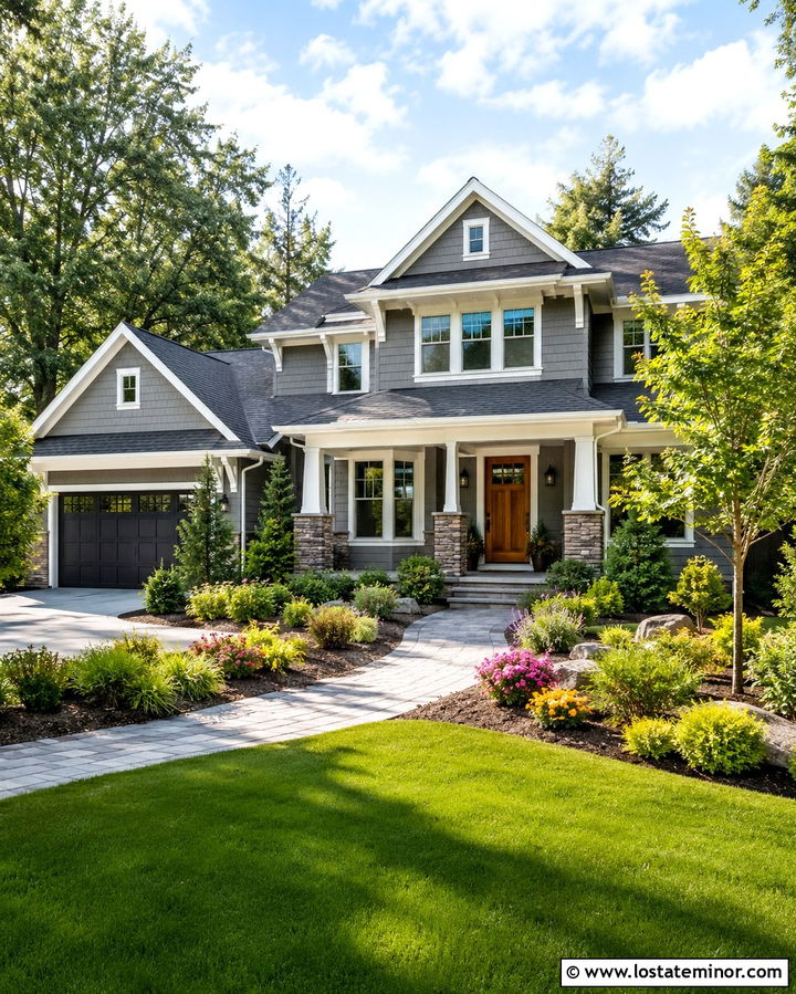 Slate Grey House With Four Season Landscaping - 30 Slate Grey House Design With Landscaping Ideas