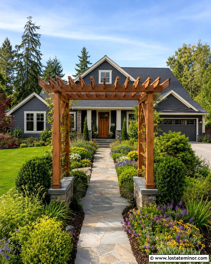 Slate Grey House With Freestanding Pergola - 30 Slate Grey House Design With Pergola Ideas