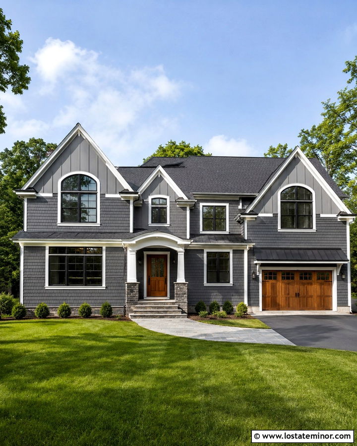 Slate Grey House With Gable Windows - 30 Slate Grey House Design With Gables Ideas