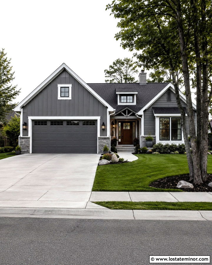 Slate Grey House With Garage Gables - 30 Slate Grey House Design With Gables Ideas
