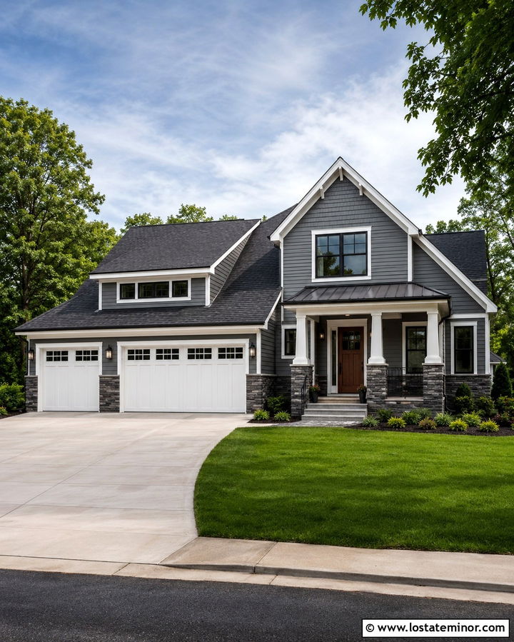 Slate Grey House With Garage Wainscoting - 30 Slate Grey House Design With Wainscoting Ideas