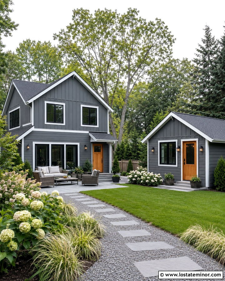 Slate Grey House With Garden Studio - 30 Slate Grey House Design With Backyard Ideas