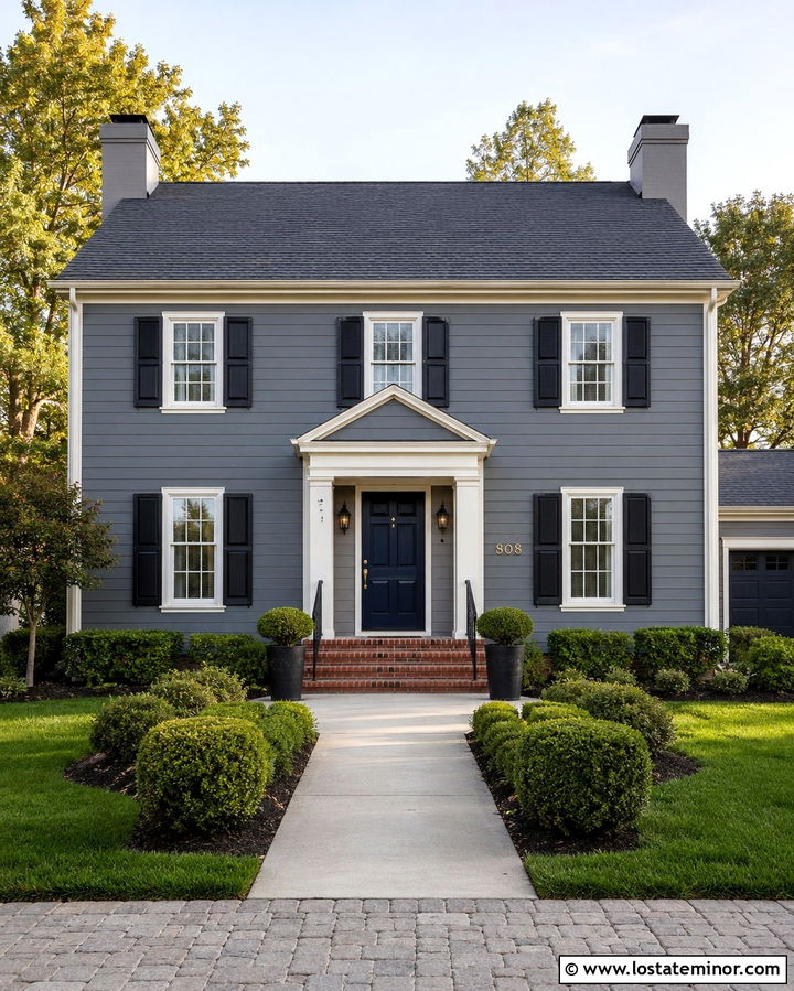 Slate Grey House With Gold House Numbers - 30 Slate Grey House Design With House Numbers Ideas